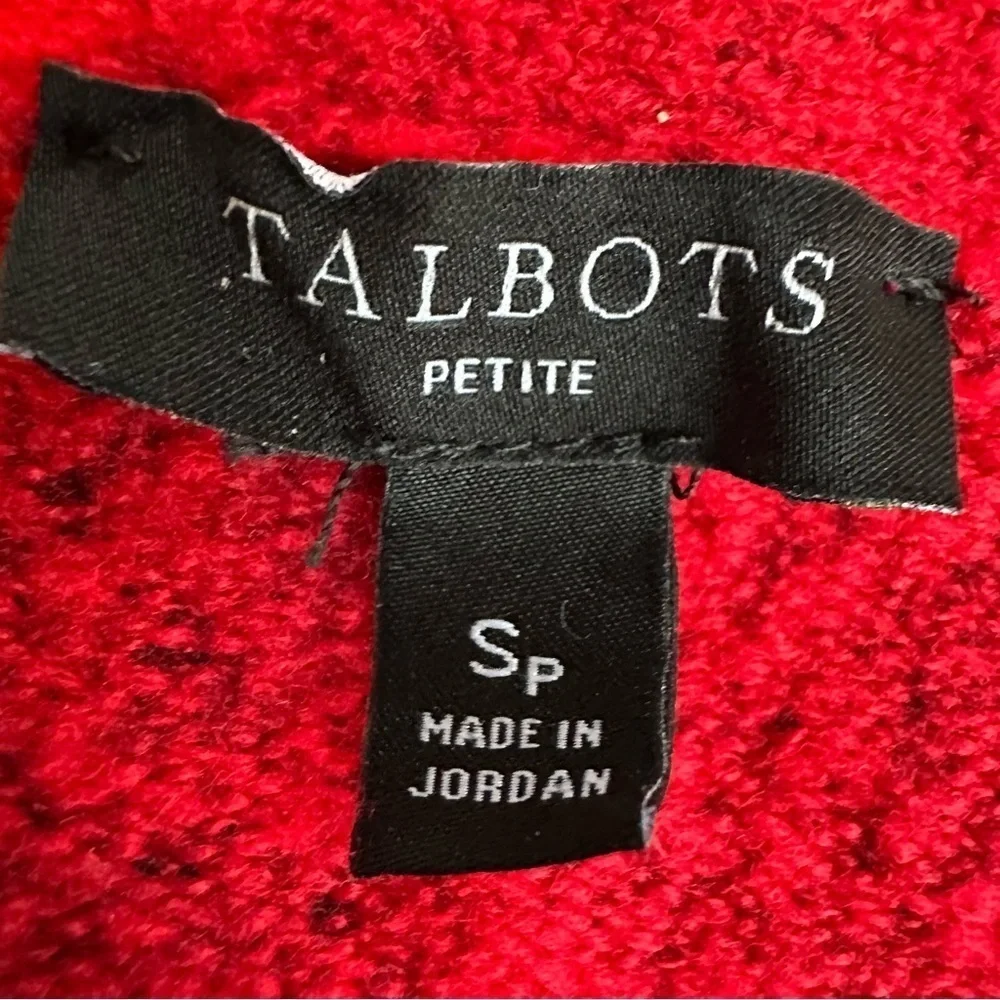 Talbots Red Cardigan Sweater with Decorative Silver Buttons, SP